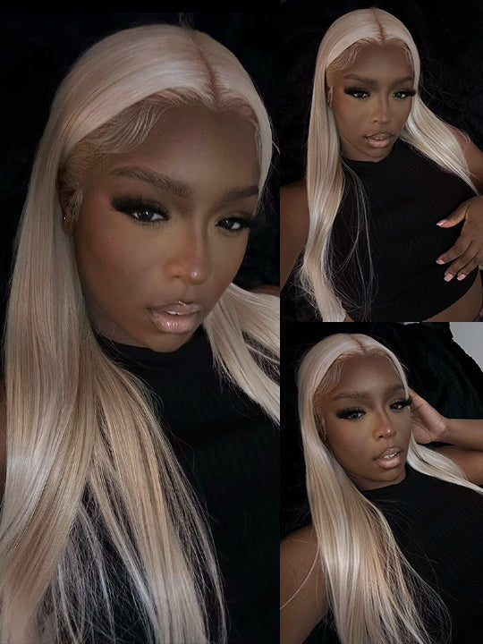 White Human Hair Wig 13x4 13x6 Transparent HD Lace Wigs Platinum Blonde Wig 