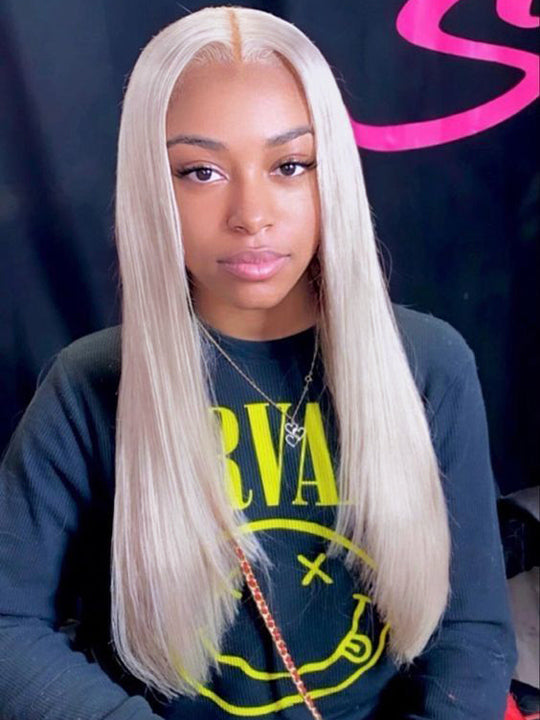 White Human Hair Wig 13x4 13x6 Transparent HD Lace Wigs Platinum Blonde Wig 
