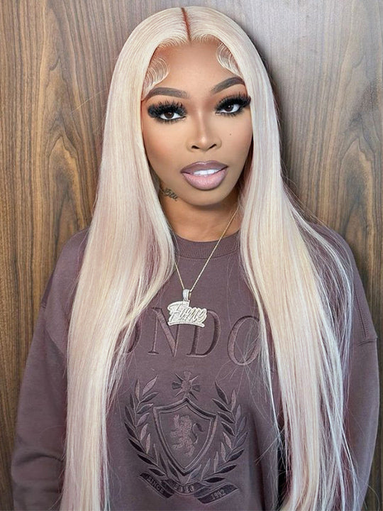 White Human Hair Wig 13x4 13x6 Transparent HD Lace Wigs Platinum Blonde Wig 