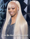 White Human Hair Wig 13x4 13x6 Transparent HD Lace Wigs Platinum Blonde Wig 