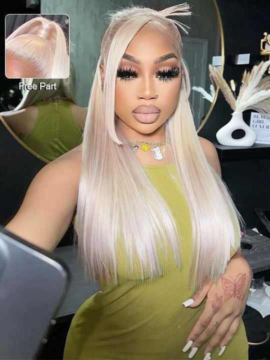 White Human Hair Wig 13x4 13x6 Transparent HD Lace Wigs Platinum Blonde Wig 