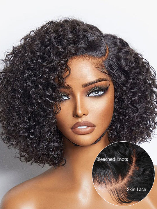 Pre Styled Pixie Curly Hair 4x4 Glueless Short Cut Side Part Lace Wig 100% Human Hair