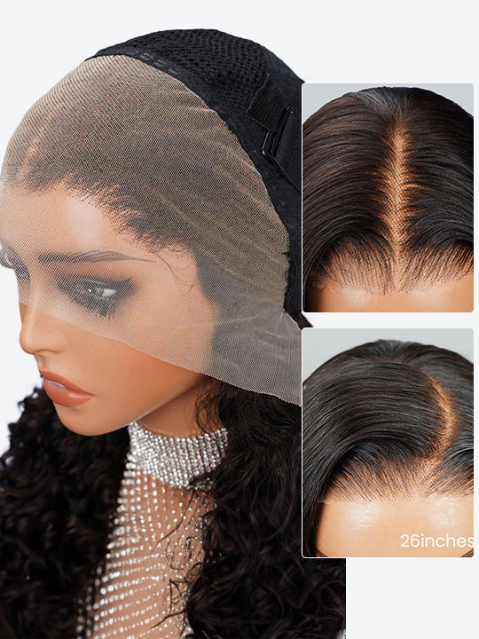 250% Density Burmese Kinky Curly 13x4 Lace Frontal Wig Pre Plucked Pull Go Drawstring Wig
