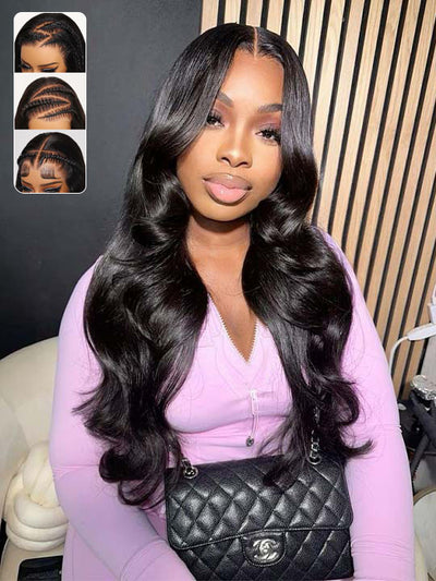 13x6 Full Lace Frontal Wig HD Transparent Lace Body Wave Easi-Drawstring Cap Wear and Go Wig - KissLove Hair