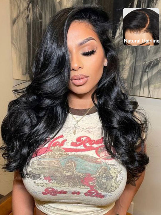 13x6 HD Lace Front Wig Body Wave Pre Plucked Glueless Wig Easi-Drawstring Cap Ready to Go Wig - KissLove Hair