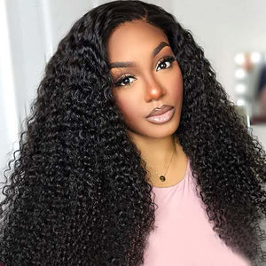 13x4 HD Transparent Lace Frontal Wig Kinky Curly 14A Double Drawn Human Hair Wigs - KissLove Hair