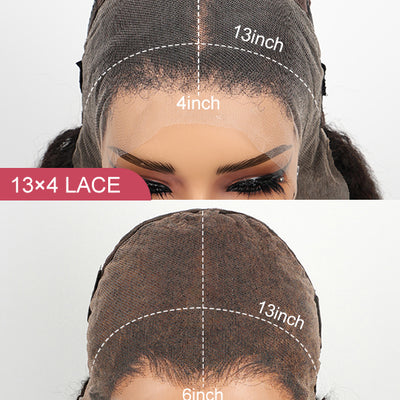 [4C Wig] Kinky Edges 13x4 13x6 HD Transparent Lace Frontal Wig Kinky Straight Human Hair Wigs - KissLove Hair