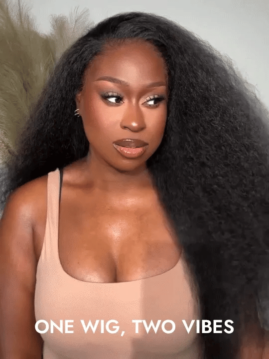 2-In-1 Kinky Straight To Burmese Curly Wet & Wavy Human Hair Lace Wig Glueless Pull And Go Wig - KissLove Hair
