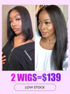 [2 Wigs=$139] Kinky Straight 13x6 Lace Frontal Wig + Yaki Straight Bob Wig