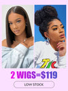 [2 Wigs=$119] Invisi Drawstring Kinky Curly 360 Lace Wig + Yaki Straight Bob Wig