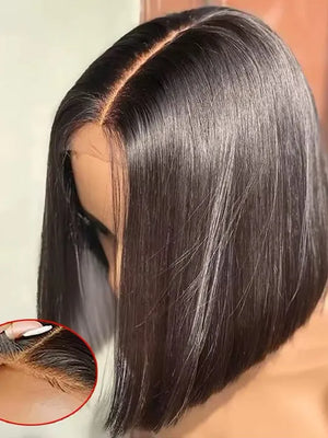 BOGO Double Drawn Blunt Cut 2x6 Lace Glueless Straight Hair Bob Wigs - KissLove Hair