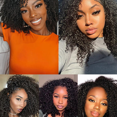 [3 In 1 Half Wig] Flip Over 4C Kinky Edge Glueless Water Wave Invisi Drawstring Ready To Go Wig - KissLove Hair