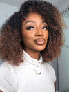 [3 In 1 Half Wig] Ombre Kinky Curly Hair Afforadble Invisi-drawstring Glueless Flip Over Wig