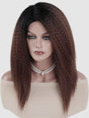 [3 In 1 Half Wig] Flip Over Half Wig Ombre Brown Yaki Straight Human Hair Wigs