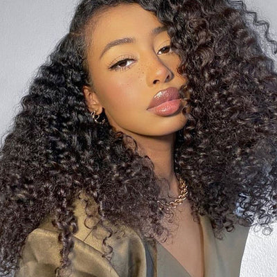 [3 In 1 Half Wig] Flip Over 4C Kinky Edge Glueless Water Wave Invisi Drawstring Ready To Go Wig - KissLove Hair