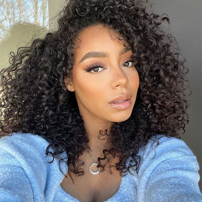 [3 In 1 Half Wig] Flip Over 4C Kinky Edge Glueless Water Wave Invisi Drawstring Ready To Go Wig - KissLove Hair