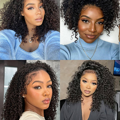 [3 In 1 Half Wig] Flip Over 4C Kinky Edge Glueless Water Wave Invisi Drawstring Ready To Go Wig - KissLove Hair