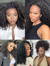 [3 In 1 Half Wig] Flip Over 4C Kinky Edge Glueless Water Wave Invisi Drawstring Ready To Go Wig