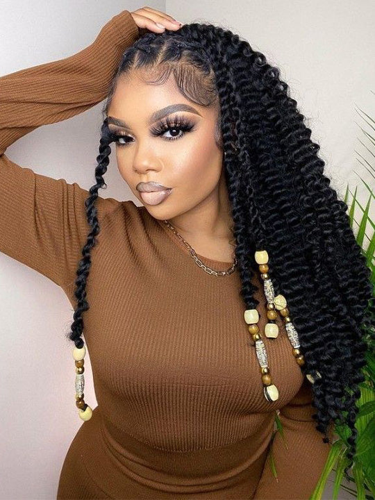 Kisslove Hair Two Strands Twists Pre-Braid Glueless 360 Lace Frontal Human Hair Wigs