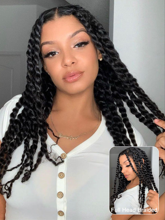 Kisslove Hair Two Strands Twists Pre-Braid Glueless 360 Lace Frontal H
