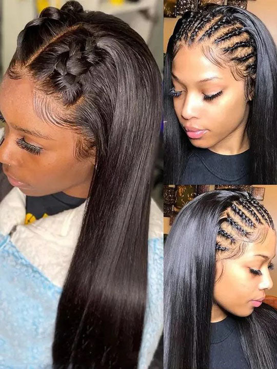 BOGO Straight Hair 13x6 Full Lace Frontal Wig Pre Plucked Glueless Human Hair Wigs