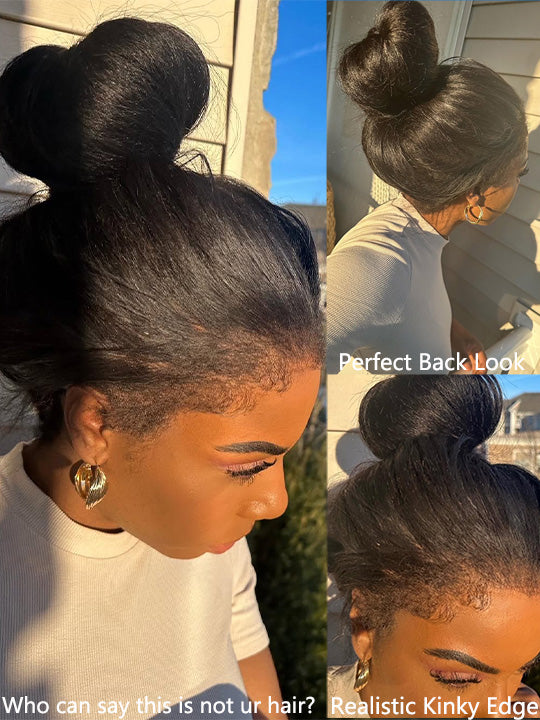 Kisslove Newborn Hairline Kinky Straight Hair Invisi-Drawstring 360 Lace Wig Pre Everything Glueless Wigs - KissLove Hair
