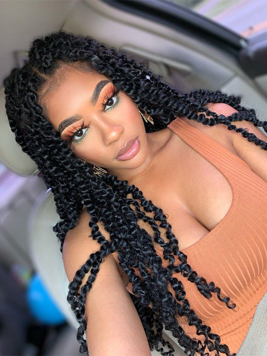 Kisslove Hair Two Strands Twists Pre-Braid Glueless 360 Lace Frontal H