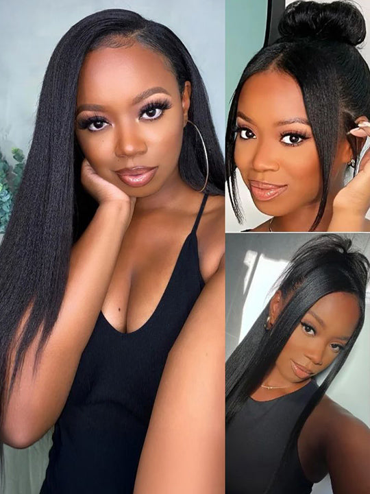 Kisslove Light Yaki Straight Hair Invisi-Drawstring 360 Lace Wig Pre-Everything Glueless Wigs - Kisslove Hair