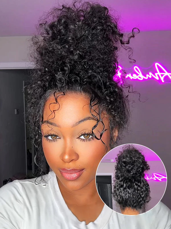 KGIFH Drawstring Body Wave Lace Front Wigs, Human Hair Pre Plucked, 360 HD Full Invisible Strap, Glueless Frontal Lace Wig 180 Density For Women, 28 Inches - View #10