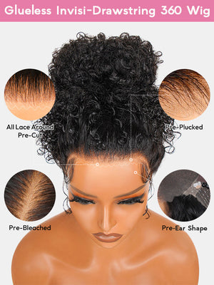 Kisslove Invisi-Drawstring Water Wave 360 Lace Frontal Wig Pre Everything Glueless Lace Wigs - Kisslove Hair