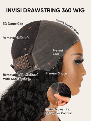 Kisslove Newborn Hairline Kinky Straight Hair Invisi-Drawstring 360 Lace Wig Pre Everything Glueless Wigs - KissLove Hair