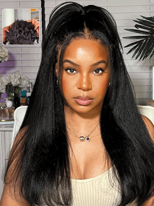 Kisslove Light Yaki Straight Hair Invisi-Drawstring 360 Lace Wig Pre-Everything Glueless Wigs - Kisslove Hair