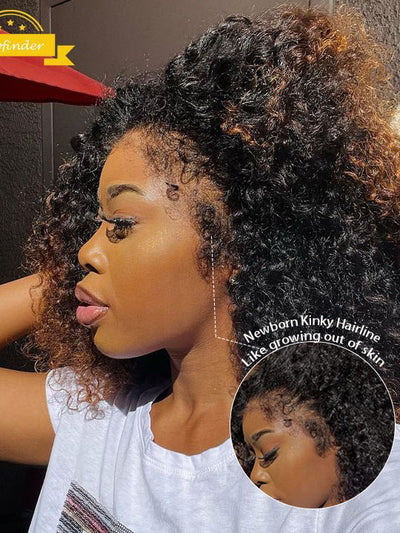 KissloveHair Kinky Curly Snug Fit 360 Lace Wig Kinky Edge Glueless Wig with Invisi Drawstring - KissLove Hair