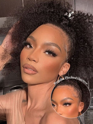KissloveHair Kinky Curly Snug Fit 360 Lace Wig Kinky Edge Glueless Wig with Invisi Drawstring - KissLove Hair