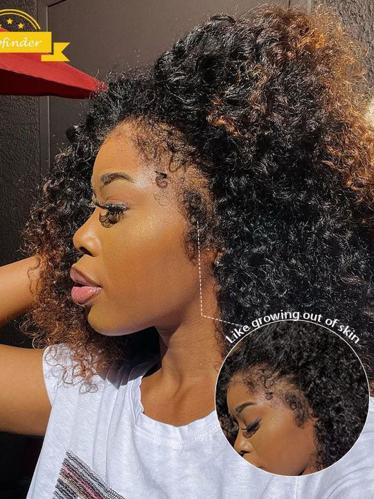 [4C Wig] Kinky Edges Hairline Jerry Curly 13x4 13x6 HD Transparent Lace Wigs