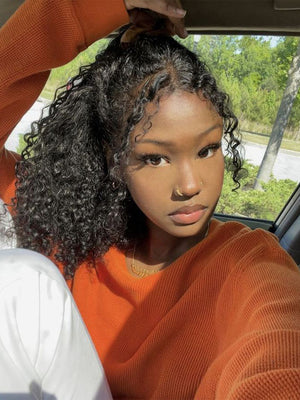 KissloveHair Kinky Curly Snug Fit 360 Lace Wig Kinky Edge Glueless Wig with Invisi Drawstring - KissLove Hair