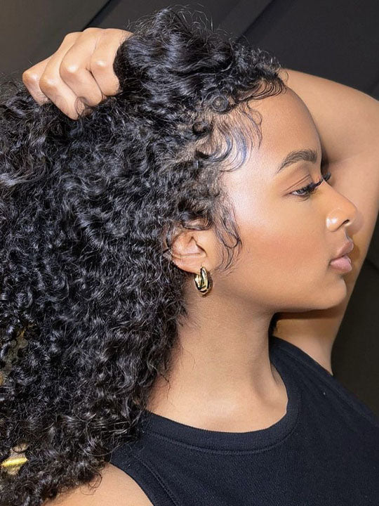 KissloveHair Kinky Curly Snug Fit 360 Lace Wig Kinky Edge Glueless Wig with Invisi Drawstring - KissLove Hair