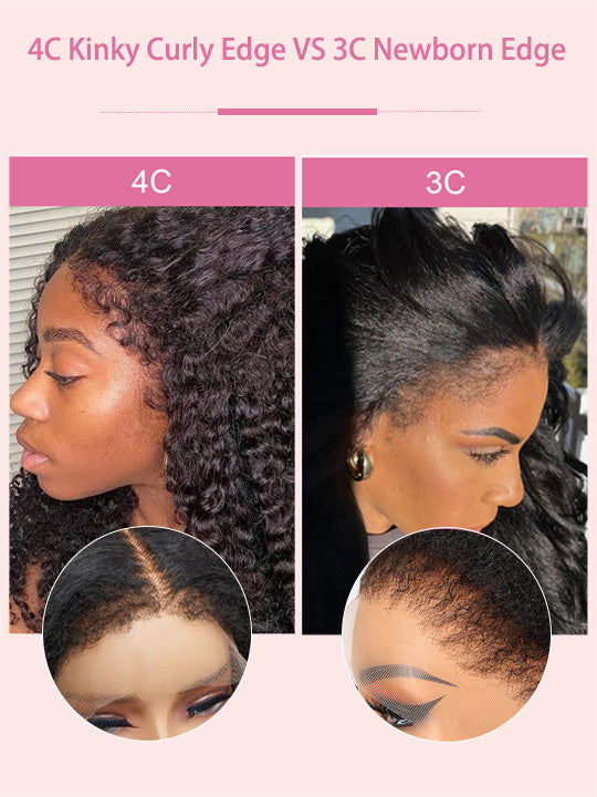 [4C Wig] Kinky Edge Kinky Curly/Kinky Straight Hair 6x4.5 Lace Front Wig Pre Everything Glueless Lace Wig