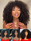 250% Density Kinky Curly Bob Wig with Bangs Glueless 3x1 Lace Pull & Go Drawstring Wig