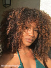 Glueless 250% Density Brown Highlights Kinky Curly 3x1 Middle Part Bob Wig with Bangs Pull & Go Wig
