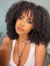 250% Density Kinky Curly Bob Wig with Bangs Glueless 3x1 Lace Pull & Go Drawstring Wig