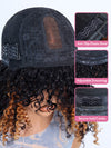 250% Density Kinky Curly Bob Wig with Bangs Glueless 3x1 Lace Pull & Go Drawstring Wig