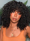 250% Density Kinky Curly Bob Wig with Bangs Glueless 3x1 Lace Pull & Go Drawstring Wig
