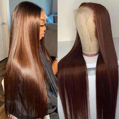 #4 Chocolate Brown Wig Straight Hair 5x5 13x4 13x6 Lace Front Wigs Human Hair - KissLove Hair