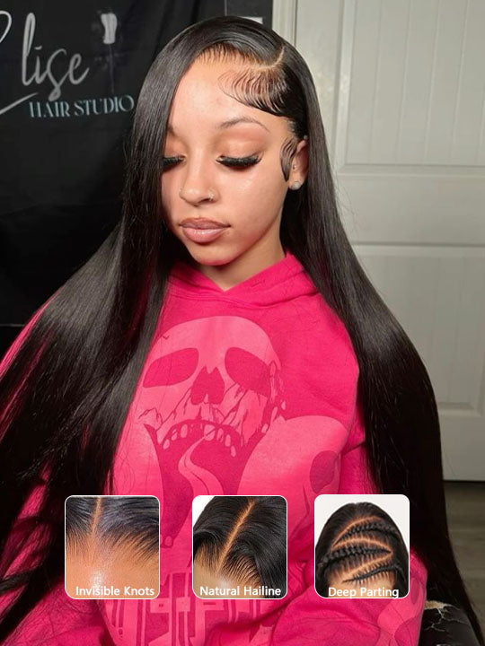 40 Inch 13x6 HD Full Lace frontal Wig Long Straight Human Hair Wigs Real HD Lace Wig