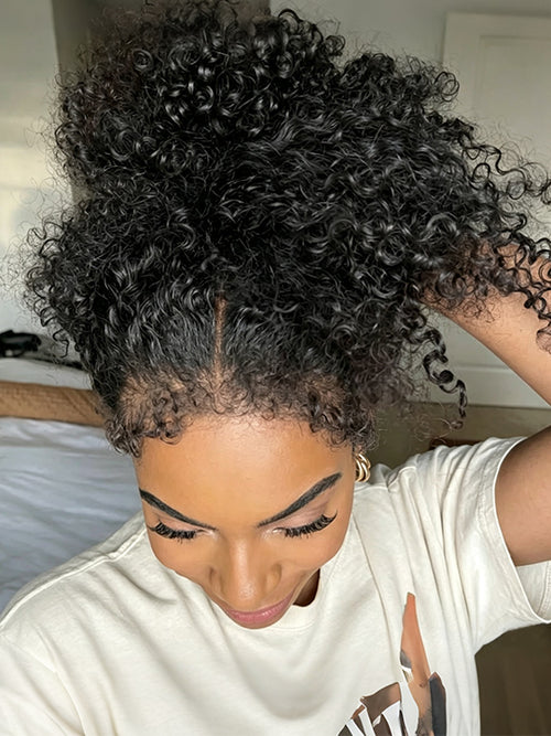 Kisslove Hair 4C Edge Kinky Curly Hair 360 Lace Wig Invisi Drawstring Glueless Lace Wigs