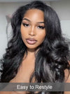 [4C Wig] Kinky Straight Hair With Kinky Edges 100% Human Hair Pull & Go Drawstring Wig
