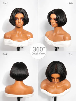 BOGO Pre Layered Face Framing Straight Hair Pixie Haircut Glueless 5x5 Lace Closure Wig - KissLove Hair