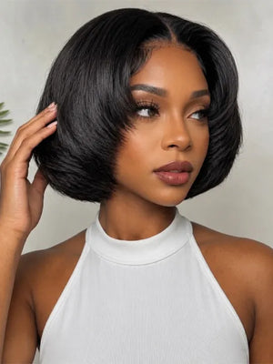 BOGO Pre Layered Face Framing Straight Hair Pixie Haircut Glueless 5x5 Lace Closure Wig - KissLove Hair