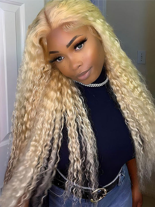 613 Blonde Hair 13x6 HD Lace Front Wig Deep Wave Pre Plucked Bye Bye Knots Wig - KissLove Hair